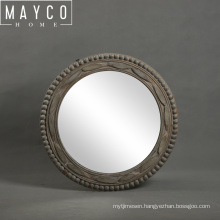 Mayco Shabby Chic Rustic Classical Antique Wooden Round Wall Mirror Decoration for Home Decor